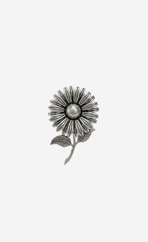 FLOWERS Flower brooch and stem in metal
